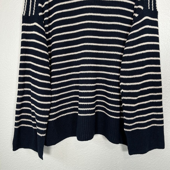 J. Crew women size XL relaxed collared sweater navy stripe cotton preppy - Picture 10 of 14